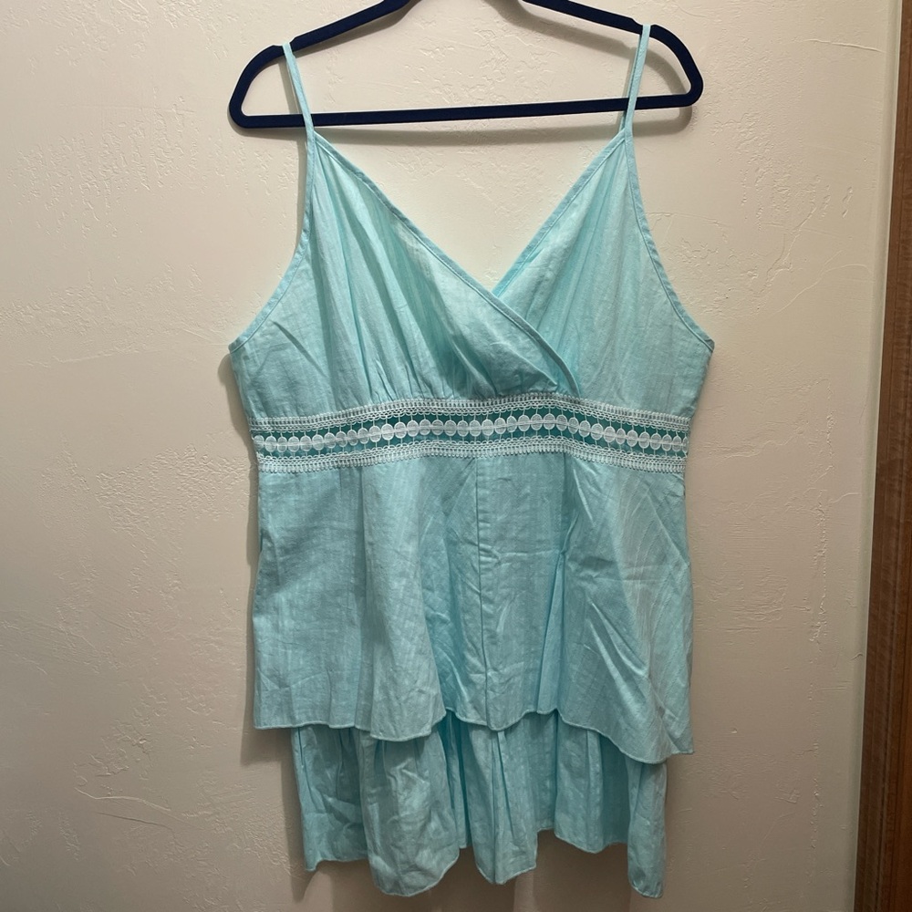 SHEIN Blue Asymmetrical Tiered Jumpsuit